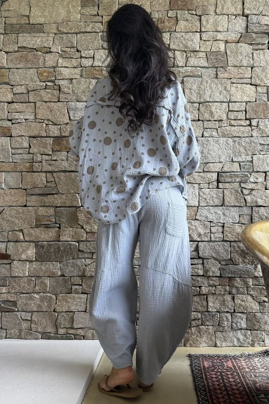 Hush Pillow Cotton Spot On Nero Boyfriend Shirt Cloud Grey
